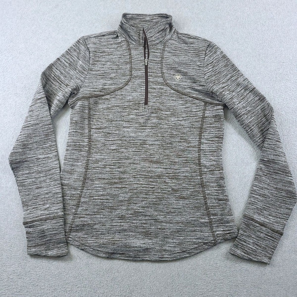 Ariat TEK Cold Series Gridwork Top Womens Medium Gray Quarter Zip Baselayer